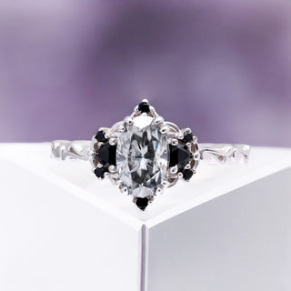 Esme Gray Moissanite and Meteorite Couples Ring Set