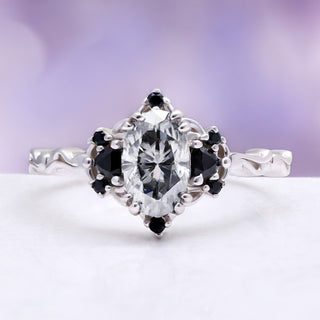 Esme Gray Moissanite & Black Onyx Ring in Sterling Silver