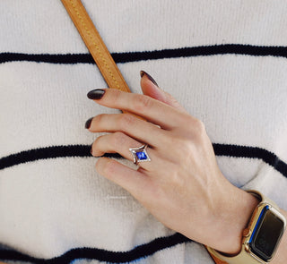 Borealis & Tanzanite Couples Ring Set- Northern Lights & Trees