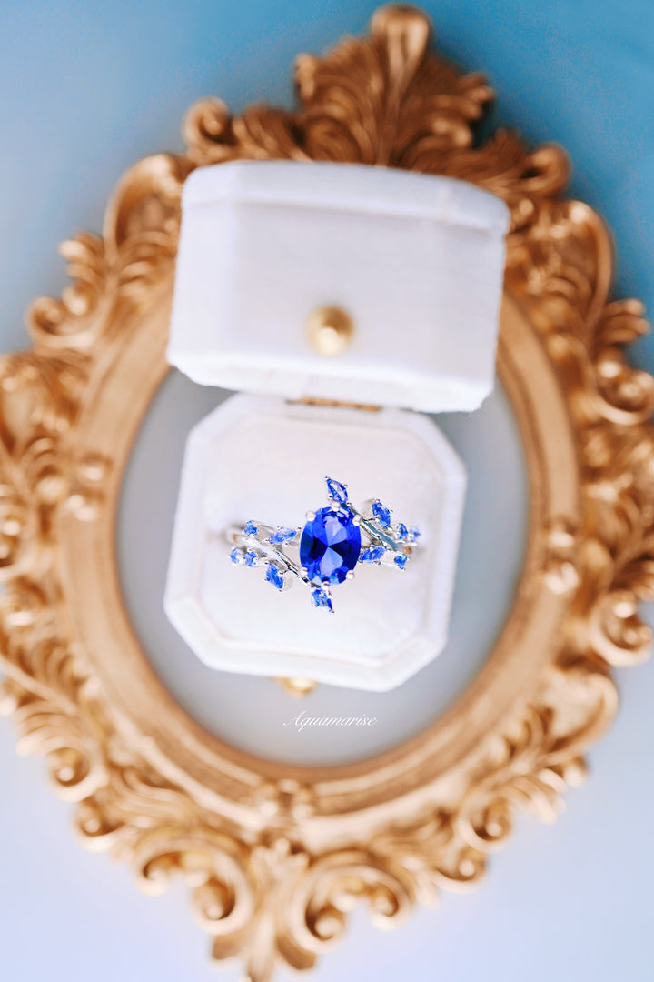 Orion Nebula™ & Cornflower Sapphire Leaf Couples Ring