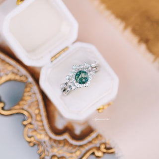 Moss Agate Fairy Leaf Ring Set in Sterling Silver