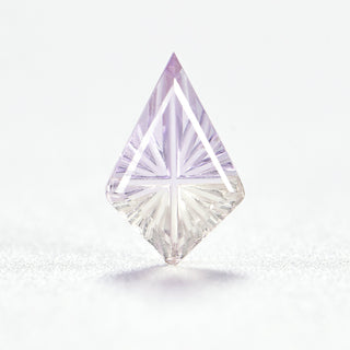 Faelight Cut natural ametrine kite 6 x 9 mm loose gemstone, concave starburst facets, on white