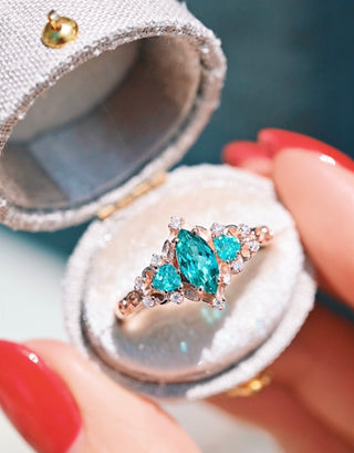 Elain Teal Sapphire Fairy Engagement Ring in 14K Rose Gold Vermeil