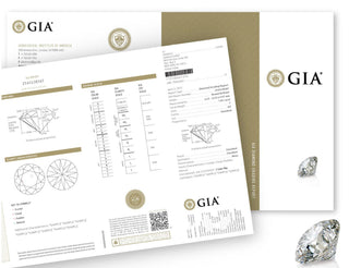 GIA diamond appraisal report with diamond illustrations and GIA branding.