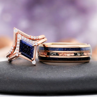 Galaxy Sandstone Couples Ring Set