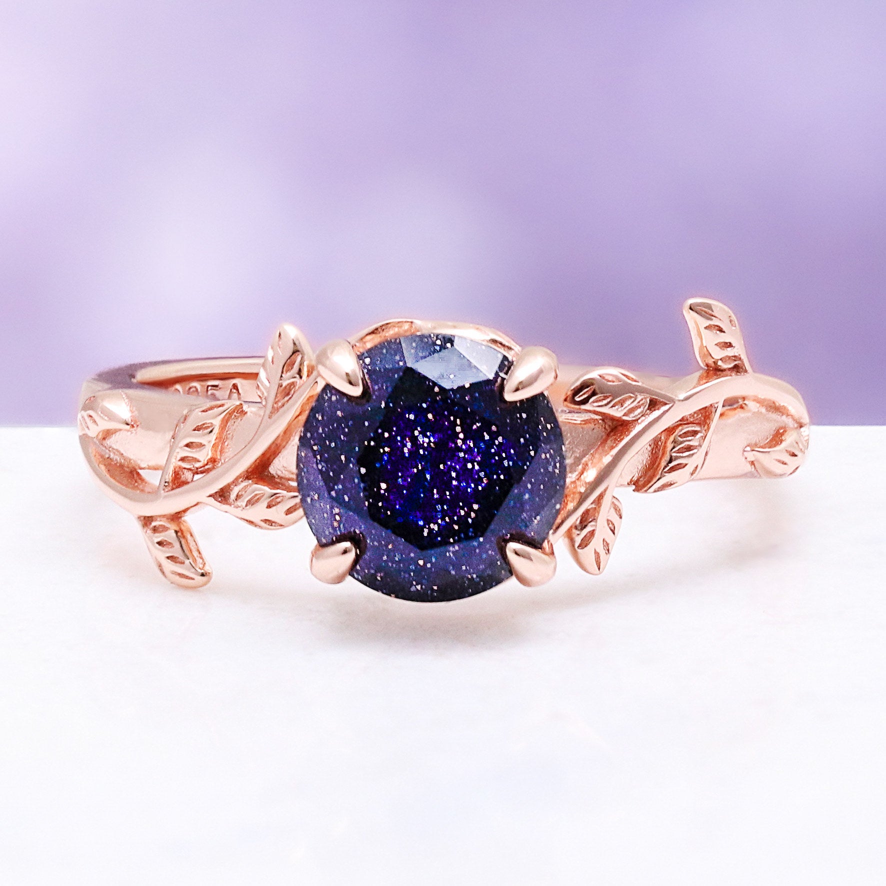 Starry Night® Leaf Ring | 14K Rose Gold Vermeil – Aquamarise
