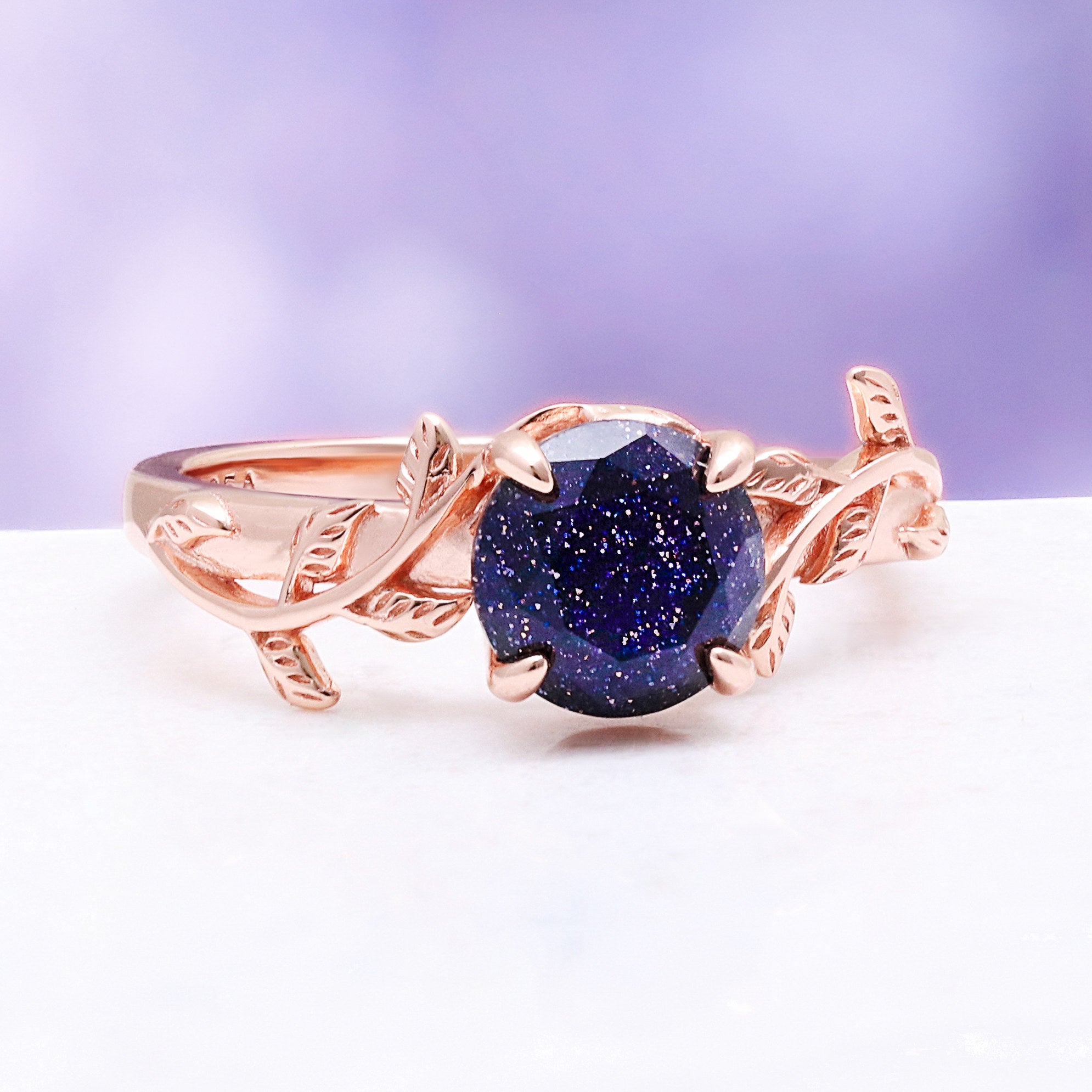 Starry Night® Leaf Ring | 14K Rose Gold Vermeil – Aquamarise