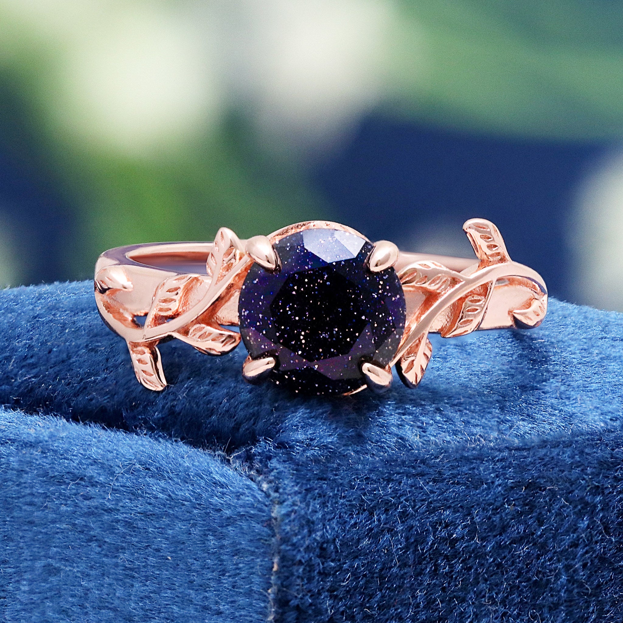 Starry Night® Leaf Ring | 14K Rose Gold Vermeil – Aquamarise