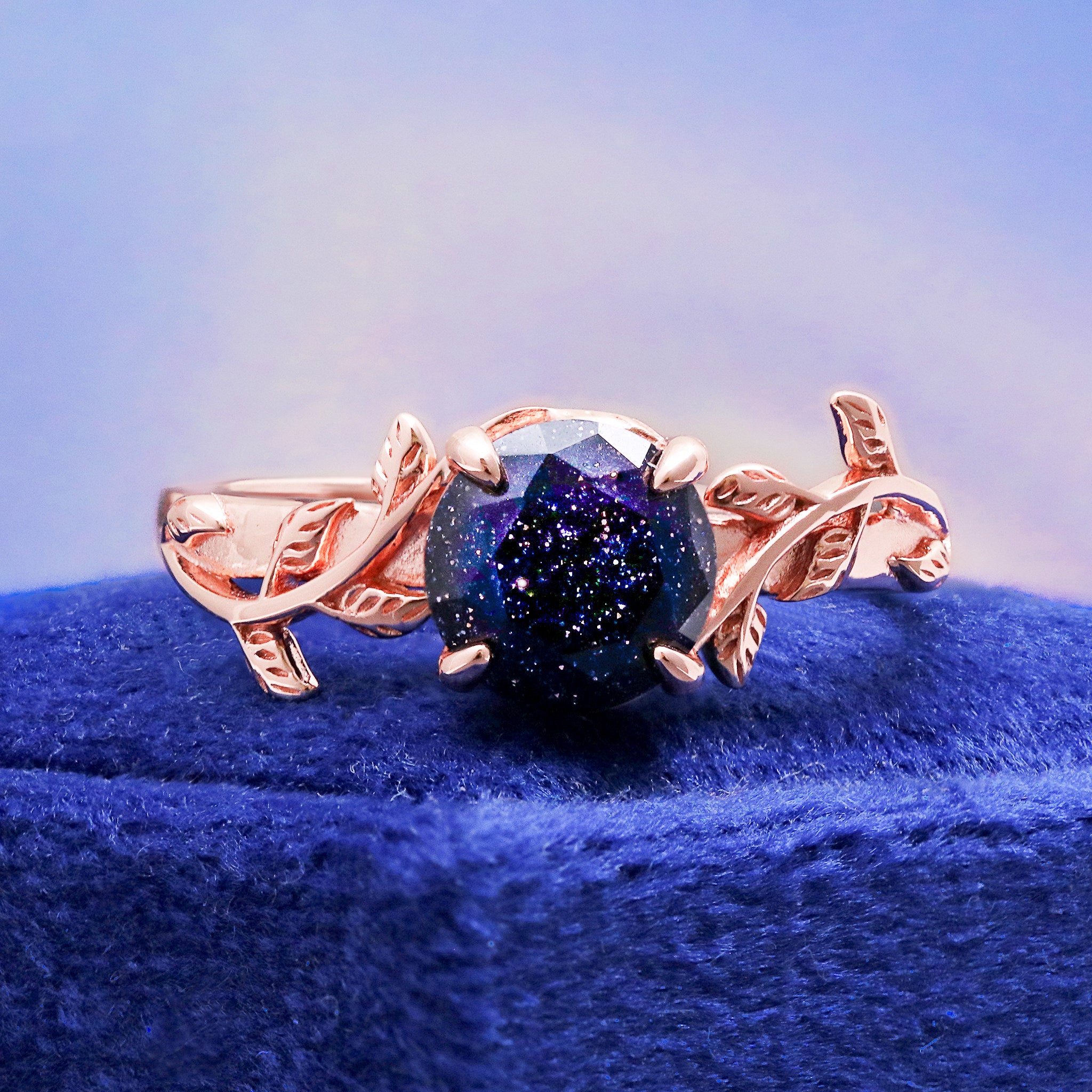 Starry Night® Leaf Ring | 14K Rose Gold Vermeil – Aquamarise