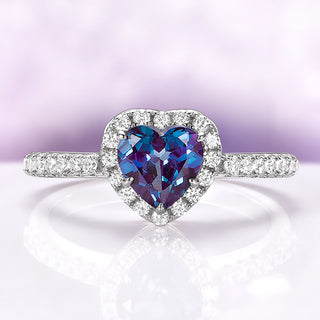 Heart Alexandrite Promise Ring in Sterling Silver