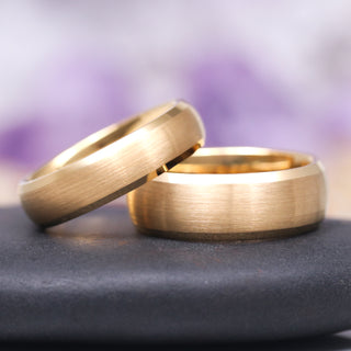 Beveled Edge Wedding Band - 6MM Yellow Gold Tungsten Carbide