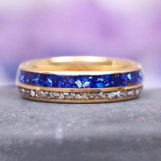 Sapphire & Diamond (CZ) Band- 6MM Gold Tungsten