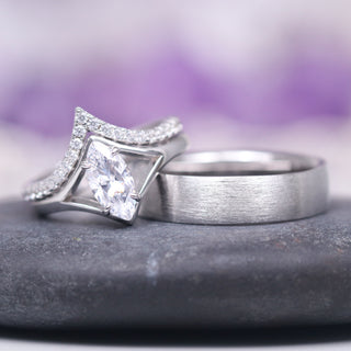 Marquise Cut Simulated Diamond Couples Ring Set
