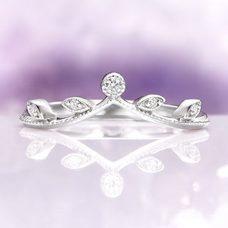 Vintage Leaf Wedding Band in Sterling Silver