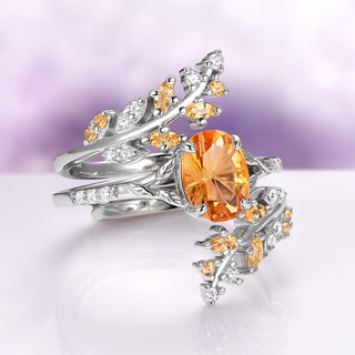 Fantasy Cut Citrine Couples Ring Set