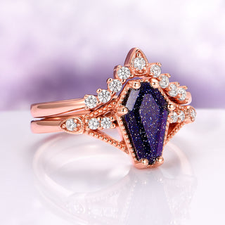 Lilith Coffin Cut Starry Night Ring Set in 14K Rose Gold Vermeil
