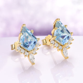 Skye Kite® Aquamarine Stud Earrings in 14K Yellow Gold Vermeil