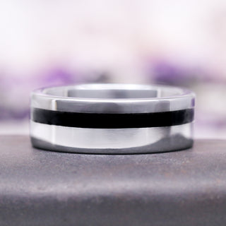 Black Onyx Wedding Band- 8MM Tungsten