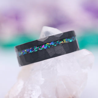 Mystic Topaz & Galaxy Opal Leaf Couples Ring Set