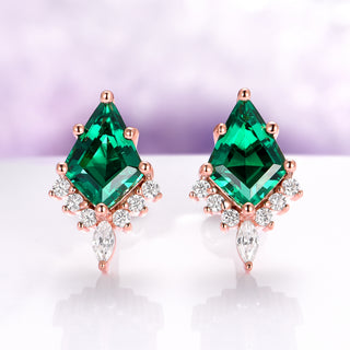 Skye Kite® Emerald Stud Earrings in 14K Rose Gold Vermeil