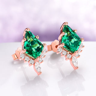 Skye Kite® Emerald Stud Earrings in 14K Rose Gold Vermeil