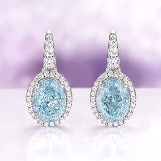 Oval Aquamarine Drop Earrings in Sterling Silver