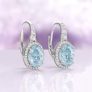 Oval Aquamarine Drop Earrings in Sterling Silver