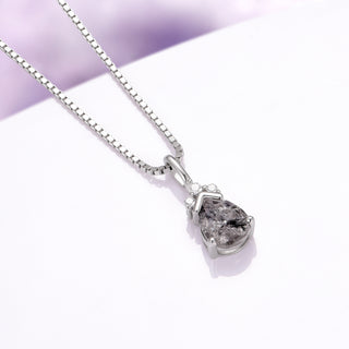 Galaxy Raw Herkimer Diamond Pendant Necklace in Sterling Silver (Salt & Pepper Diamond)