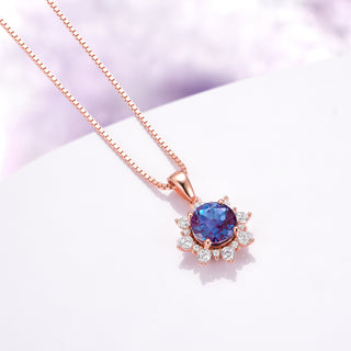 Snowflake Alexandrite Necklace in 14K Rose Gold Vermeil