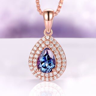Teardrop Alexandrite Necklace in 14K Rose Gold Vermeil