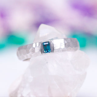 Alexandrite Hammered Wedding Band in Sterling Silver (5.5mm)