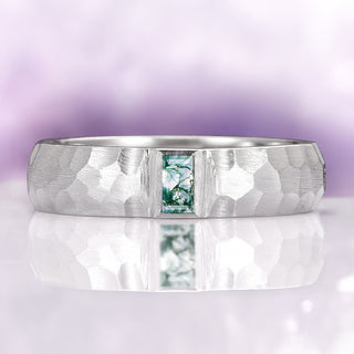 Moss Agate Wedding Band in Sterling Silver (5.5mm)