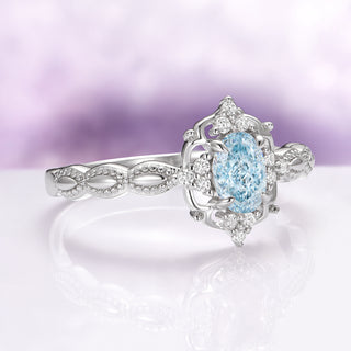 Vintage Aquamarine Engagement Ring in 14K White Gold
