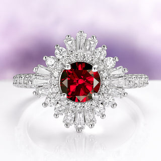 Joelle Vintage Natural Red Garnet Ring in Sterling Silver