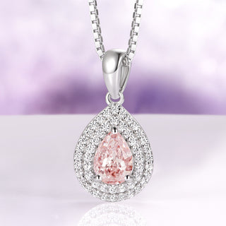 Teardrop Morganite Pendant Necklace in Sterling Silver