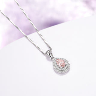 Teardrop Morganite Pendant Necklace in Sterling Silver