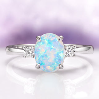 Everly White Fire Opal Ring in Sterling Silver