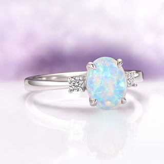 Everly White Fire Opal Ring in Sterling Silver