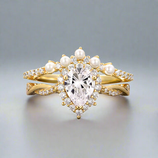 Briar Moissanite Engagement Ring- 14K Solid Yellow Gold (Fantasy Cut)