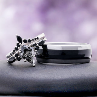Skye Kite® Rutilated Quartz & Black Onyx Couples Ring Set