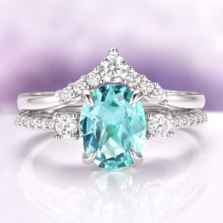 Bella Oval Teal Sapphire Ring Set in Sterling Silver