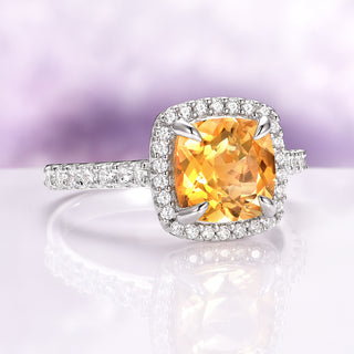 Belle Cushion Cut Natural Citrine Ring in Sterling Silver