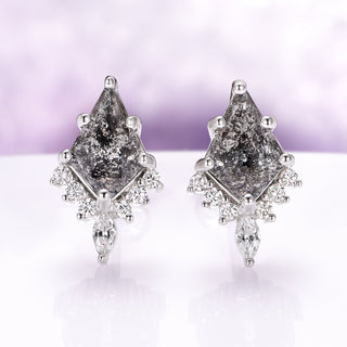 Skye Kite® Galaxy Raw Salt & Pepper Diamond (Herkimer Diamond) Stud Earrings in Sterling Silver