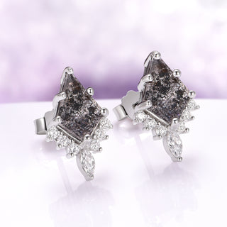 Skye Kite® Galaxy Raw Salt & Pepper Diamond (Herkimer Diamond) Stud Earrings in Sterling Silver