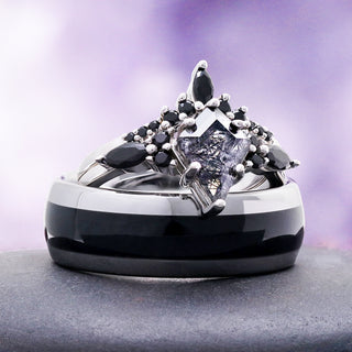 Skye Kite® Rutilated Quartz & Black Onyx Couples Ring Set