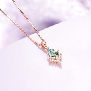 Skye Kite® Green Moss Agate Pendant Necklace in 14K Rose Gold Vermeil