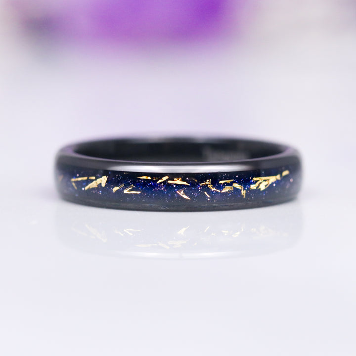 Stardust Wedding Band- 4MM Black Tungsten