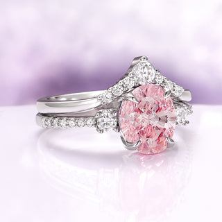 Bella Oval Cut Pink Sapphire Engagement Ring Set in Sterling Silver