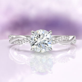 Sophia Round Moissanite Twisted Vine Engagement Ring in 14K White Gold