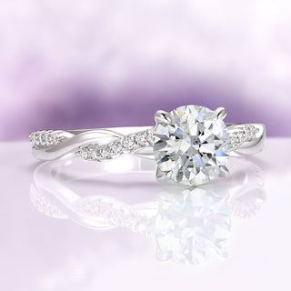 Sophia Round Moissanite Twisted Vine Engagement Ring in 14K White Gold
